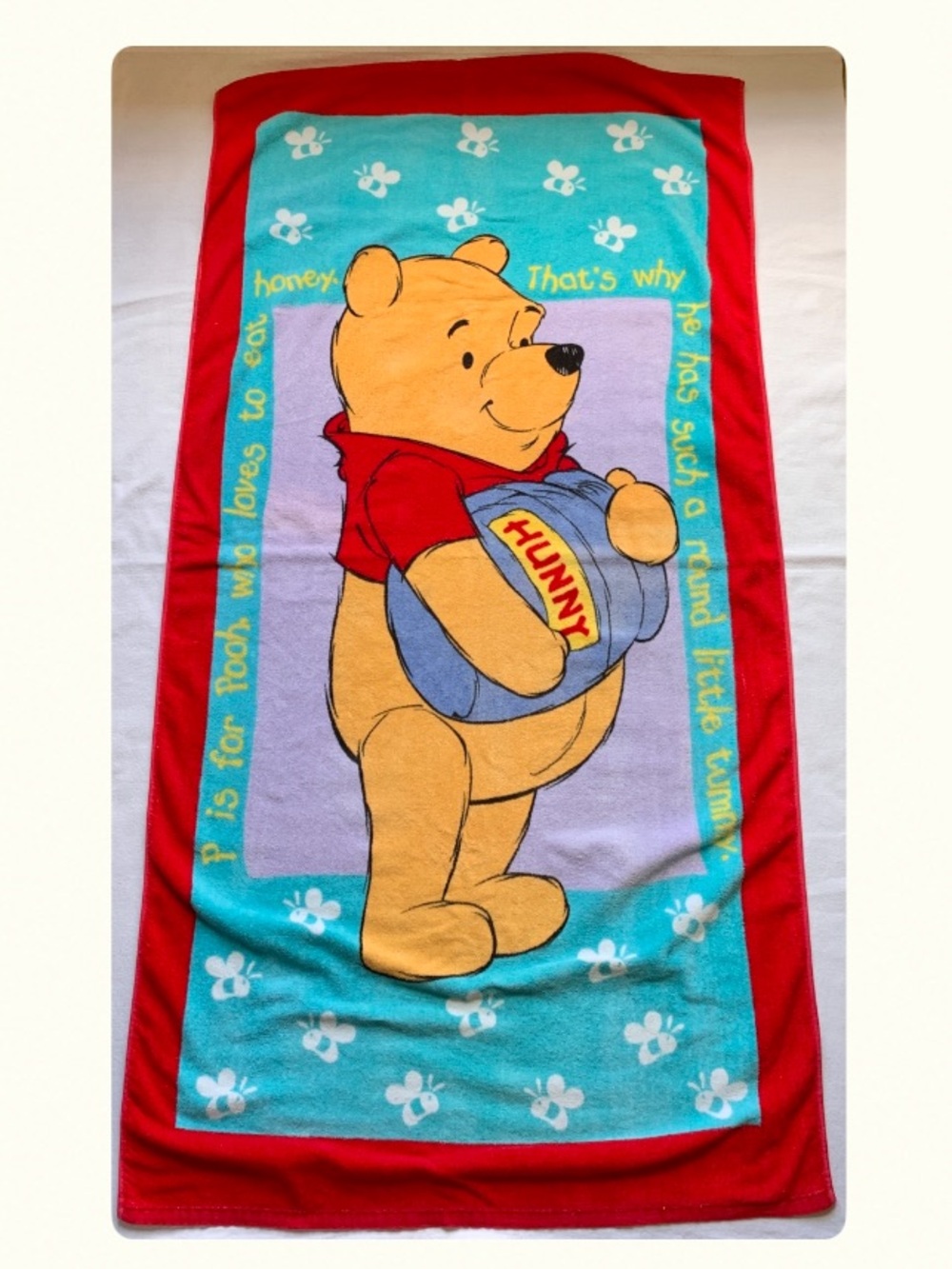 Disney Winnie the Pooh Bear Vintage 90s Pool Swimming 100% Cotton Beach Towel